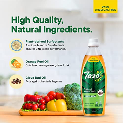 Tazo Fruit & Vegetable Wash Liquid (500ML, Pack of 2), Biodegradable, Natural & Plant Powered, Removes Dirt, Germs, Pesticides & Waxes, Free From Chlorine, Alcohol & Leaves No Aftertaste - Image 4