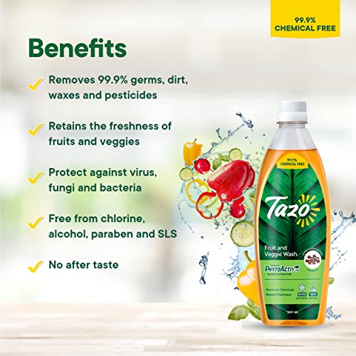 Tazo Fruit & Vegetable Wash Liquid (500ML, Pack of 2), Biodegradable, Natural & Plant Powered, Removes Dirt, Germs, Pesticides & Waxes, Free From Chlorine, Alcohol & Leaves No Aftertaste - Image 2