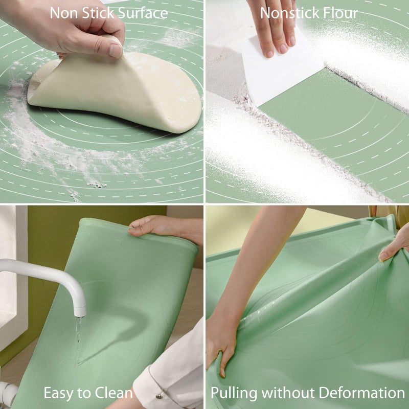 SLONUVLND Silicone Pastry Mat 28" x 20" Non Stick Silicone Baking Mat Extra Thick Pastry Mat with Measurements Food Grade Pastry Mats for Rolling Dough,Bread,Pie,Cookies,Pizza and fondant,Food Grade Baking Mat - Image 4