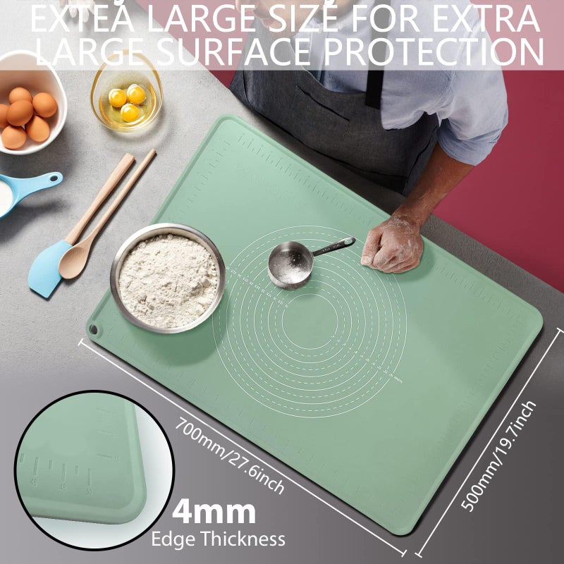SLONUVLND Silicone Pastry Mat 28" x 20" Non Stick Silicone Baking Mat Extra Thick Pastry Mat with Measurements Food Grade Pastry Mats for Rolling Dough,Bread,Pie,Cookies,Pizza and fondant,Food Grade Baking Mat - Image 2