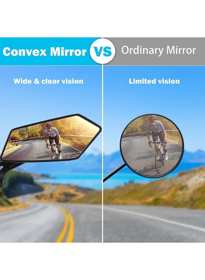 HOOKOR 1 Pair Bike Mirror,HD 360 Wide Angle Degree Adjustable Mountain Bike Scooter Rearview Mirror, Scratch Resistant, Safe Bicycle Rearview Mirrors, Automotive Grade Glass Lens - Image 4