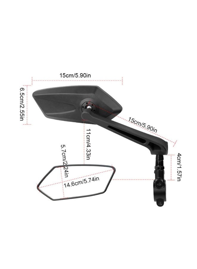 HOOKOR 1 Pair Bike Mirror,HD 360 Wide Angle Degree Adjustable Mountain Bike Scooter Rearview Mirror, Scratch Resistant, Safe Bicycle Rearview Mirrors, Automotive Grade Glass Lens - Image 2