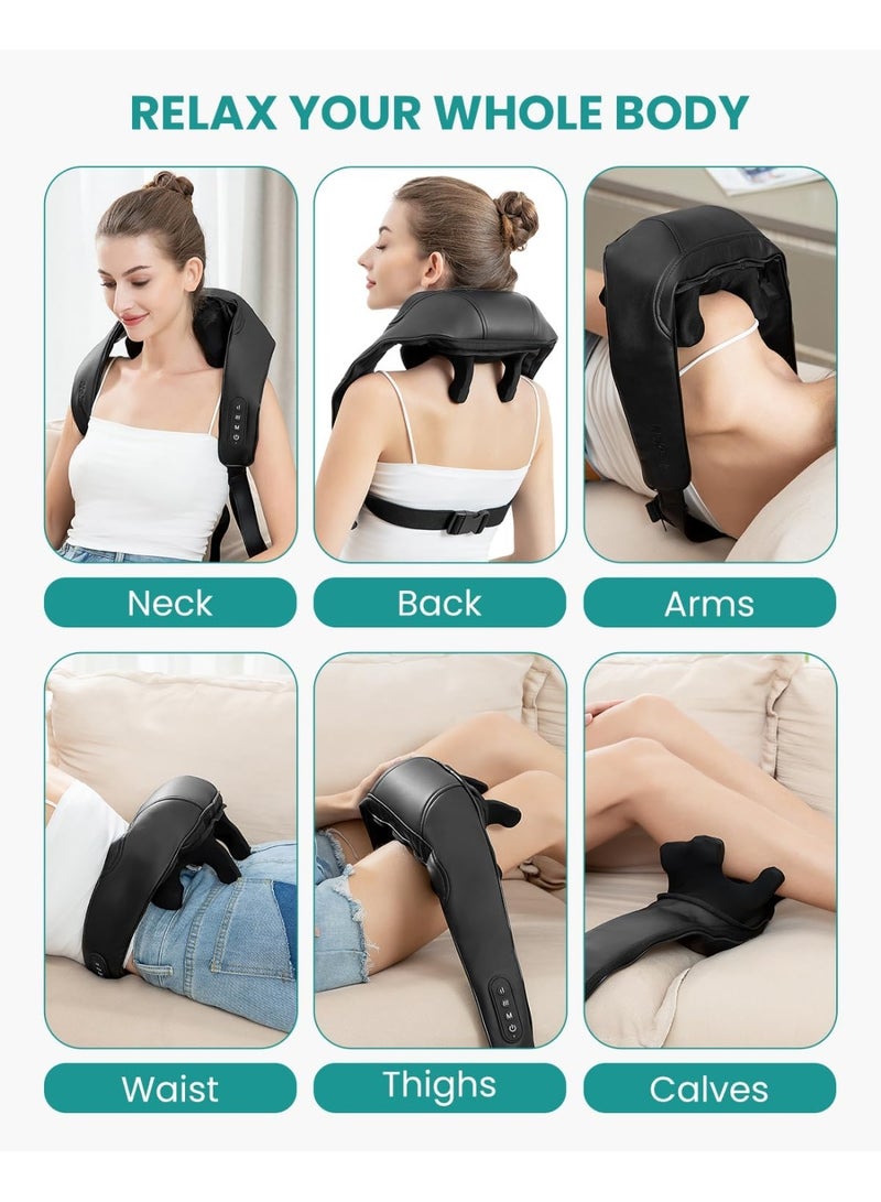 هالامين Back, Neck, and Shoulder Massager with Heat, 3D Deep Tissue Kneading Shiatsu Electric Massager for Muscle Pain Relief, Suitable for Office Chair, Car, and Home Use - Black. - Image 2
