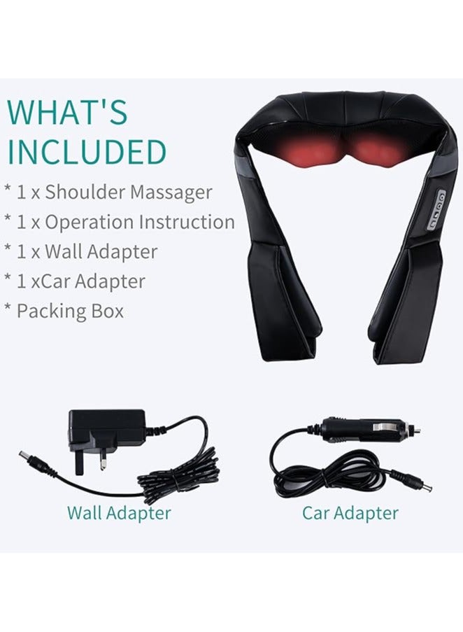 هالامين Back, Neck, and Shoulder Massager with Heat, 3D Deep Tissue Kneading Shiatsu Electric Massager for Muscle Pain Relief, Suitable for Office Chair, Car, and Home Use - Black. - Image 3