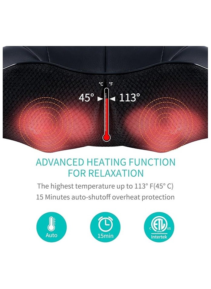 Halamine Back Neck and Shoulder Massager with Heat, Deep Tissue 3D Kneading Pressure Shiatsu Electric Massage for Muscle Pain Relief, Office Chair, Car & Home Use-Black  - Image 5