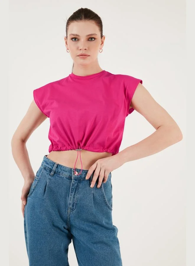 Lela Lela Crew Neck 100% Cotton Crop T Shirt Women's T SHIRT 5865587