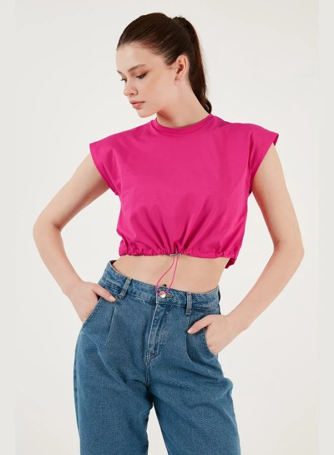 Lela Lela Crew Neck 100% Cotton Crop T Shirt Women's T SHIRT 5865587