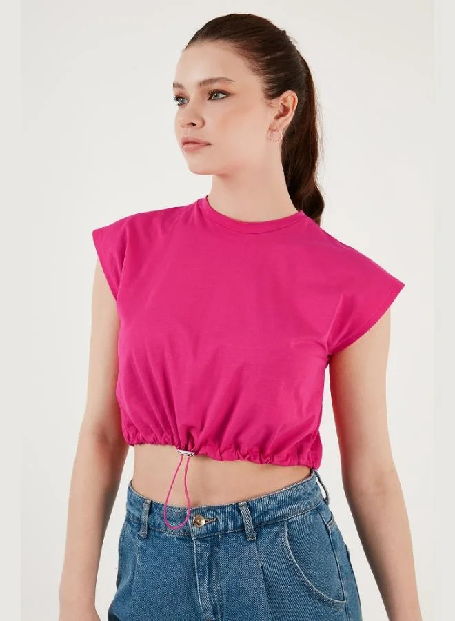 Lela Lela Crew Neck 100% Cotton Crop T Shirt Women's T SHIRT 5865587