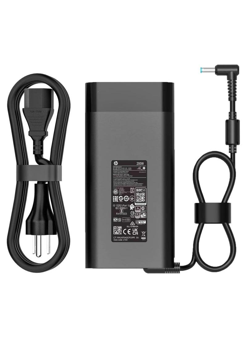 200W 19.5V 10.3A  Charger Fit for HP ZBook-Pavilion-Gaming-Envy-Studio G3 G4 G5 G6 G7 15 15t 17 17t Series, TPN-LA21 L00895-003
