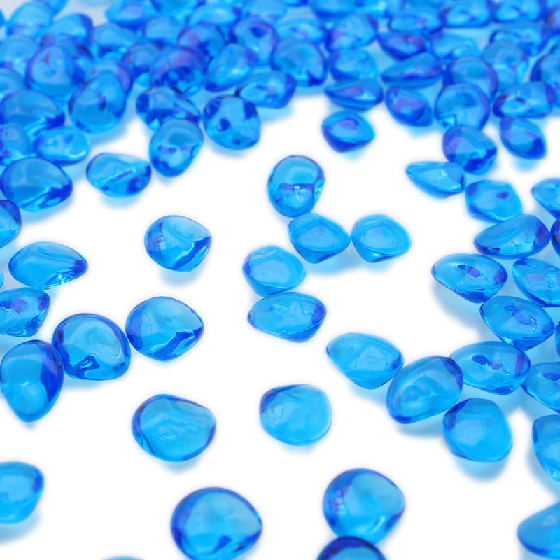 PMLAND 370 PCs 16mm Clear Acrylic Stones Table Scattering Wedding Bridal Baby Shower Party Decorations Vase Fillers Cute Irregular Rocks Almond Shape  Royal Blue