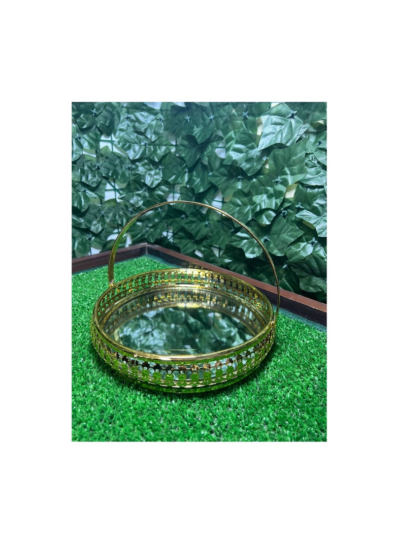 طقم صواني شيالات  نحاسي والقاعده زجاج مرايه 3 قطع مقاسات  (الكبيره مقاس 25 سم +الوسط مقاس 20 سم +الصغري مقاس 15 سم) المنتج مستورد - Image 1