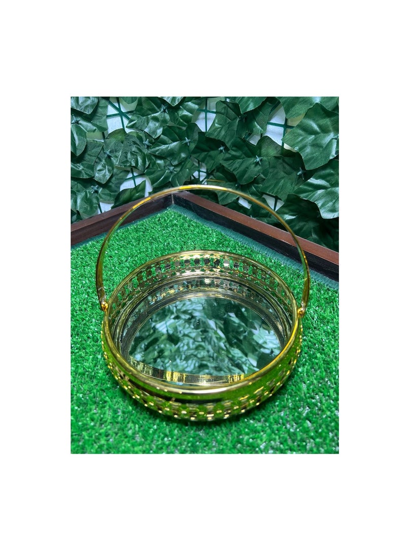 طقم صواني شيالات  نحاسي والقاعده زجاج مرايه 3 قطع مقاسات  (الكبيره مقاس 25 سم +الوسط مقاس 20 سم +الصغري مقاس 15 سم) المنتج مستورد - Image 5
