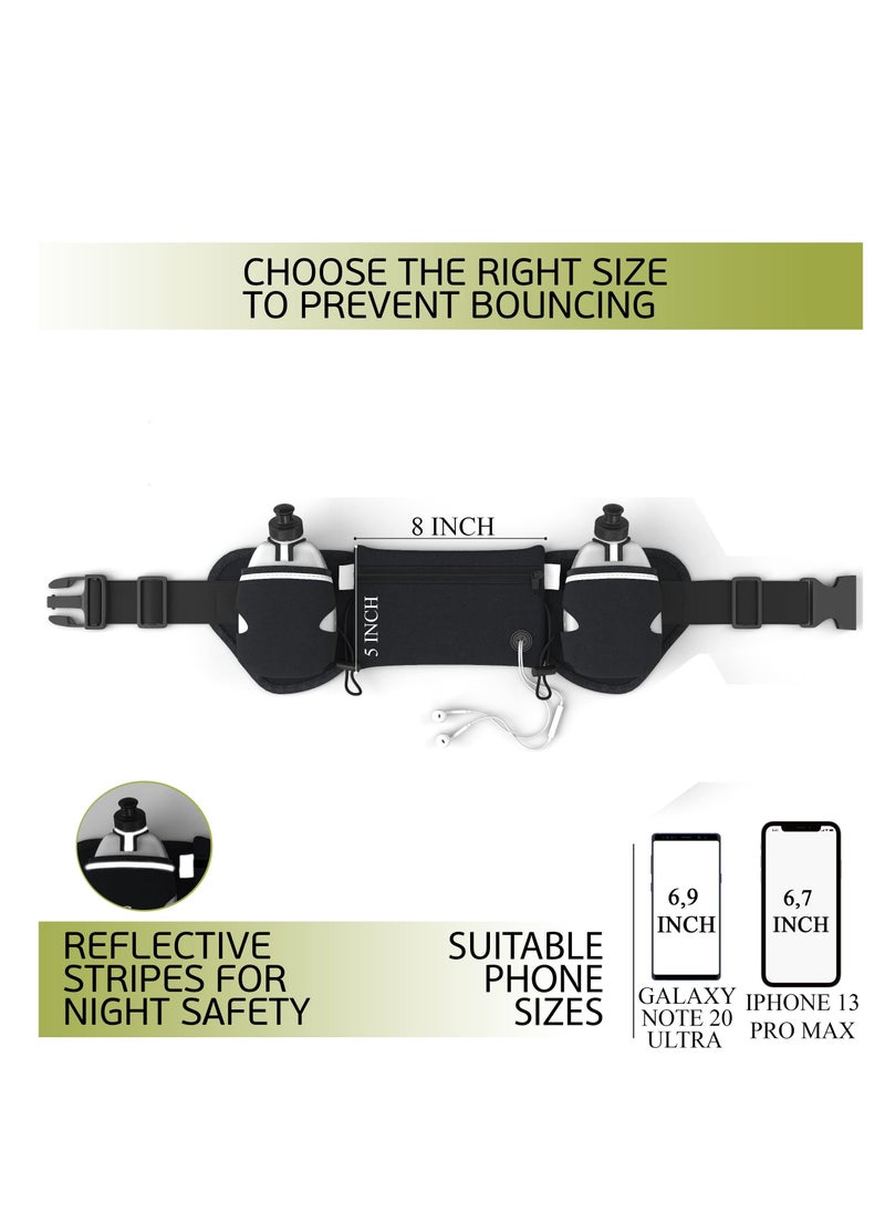 SYOSI - Waist Pack with 2pcs Water Bottle Holder, Ultra Light Running Hydration Belt Pack for Any Hips for Men Women, Fuel Marathon Waist Pouch for Runners Jogging Biking - Image 1