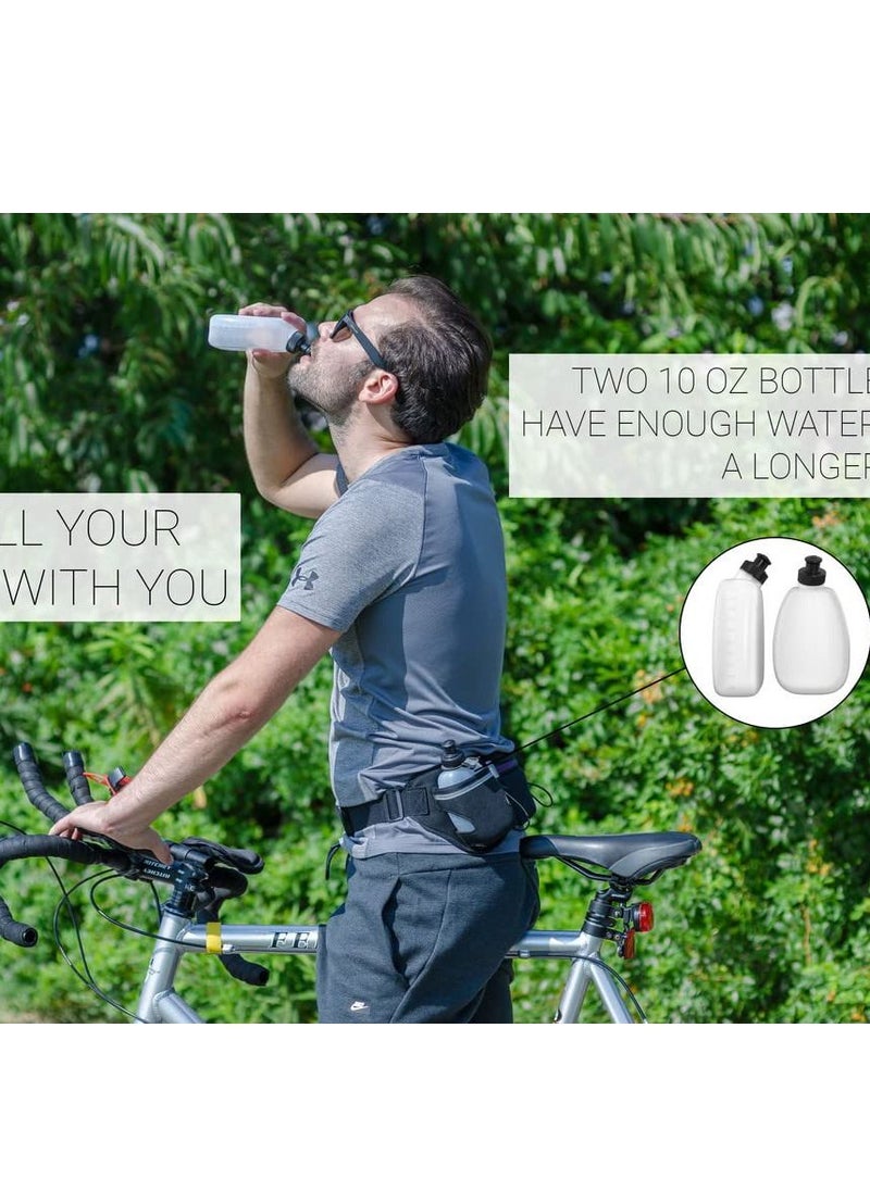 SYOSI - Waist Pack with 2pcs Water Bottle Holder, Ultra Light Running Hydration Belt Pack for Any Hips for Men Women, Fuel Marathon Waist Pouch for Runners Jogging Biking - Image 1