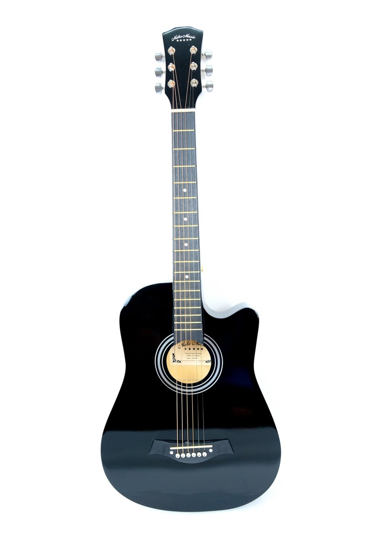Mike Music 38-Inch Acoustic Guitar Kit for Beginners – Black Cutaway | Gig Bag, Capo, Picks, Strings & Chord Guide Chart | Learn to Play Easily  - Image 2
