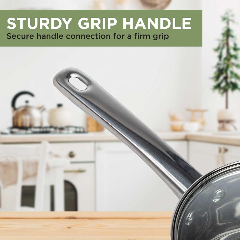 Ecolution Stainless Steel Sauce Pan, Encapsulated Induction Ready Cooking Pot with Glass Lid, Oven Safe, Dishwasher Safe Soup Pot, 3-Quart - Image 5