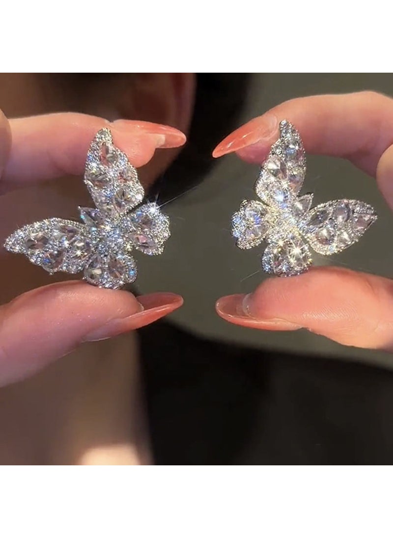 Generic - Elegant Butterfly Diamond Earrings 2024 3# silver needle-silver (small) - Image 1