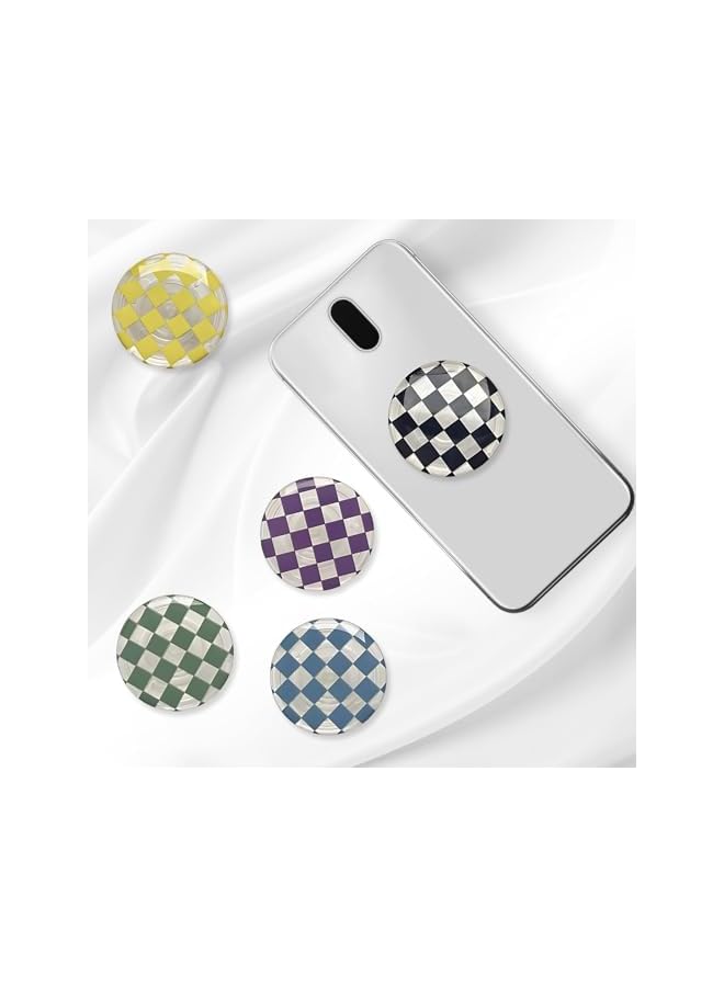 Green Tiger 6 Pack Foldable Checkerboard Plaid Socket, Portable Phone Accessories, for Smartphones & Tablets, Secure Comfortable Grip, for Hands-Free Texting, Photo Taking, Video Viewing - Image 2