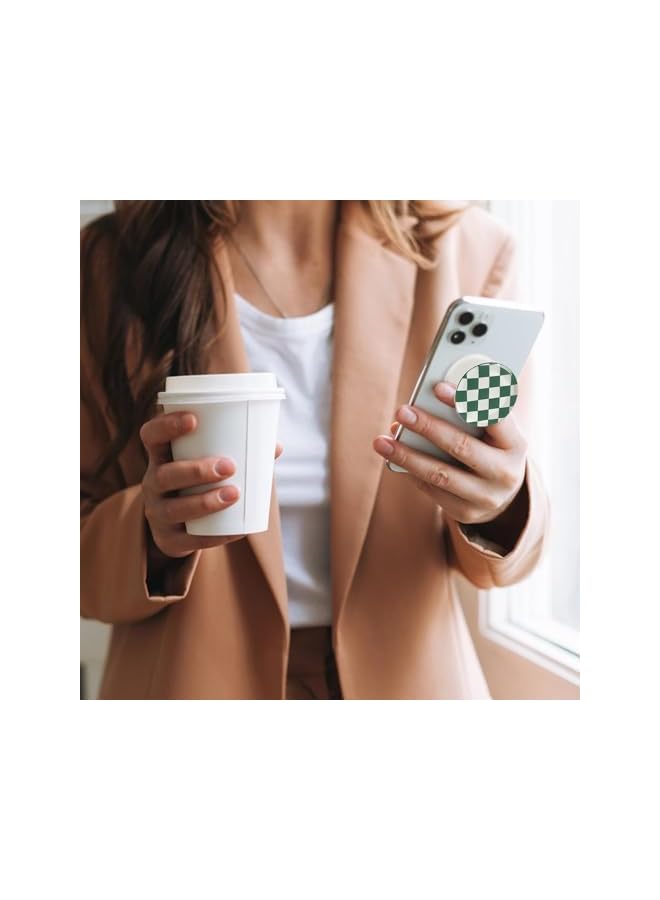 Green Tiger 6 Pack Foldable Checkerboard Plaid Socket, Portable Phone Accessories, for Smartphones & Tablets, Secure Comfortable Grip, for Hands-Free Texting, Photo Taking, Video Viewing - Image 3