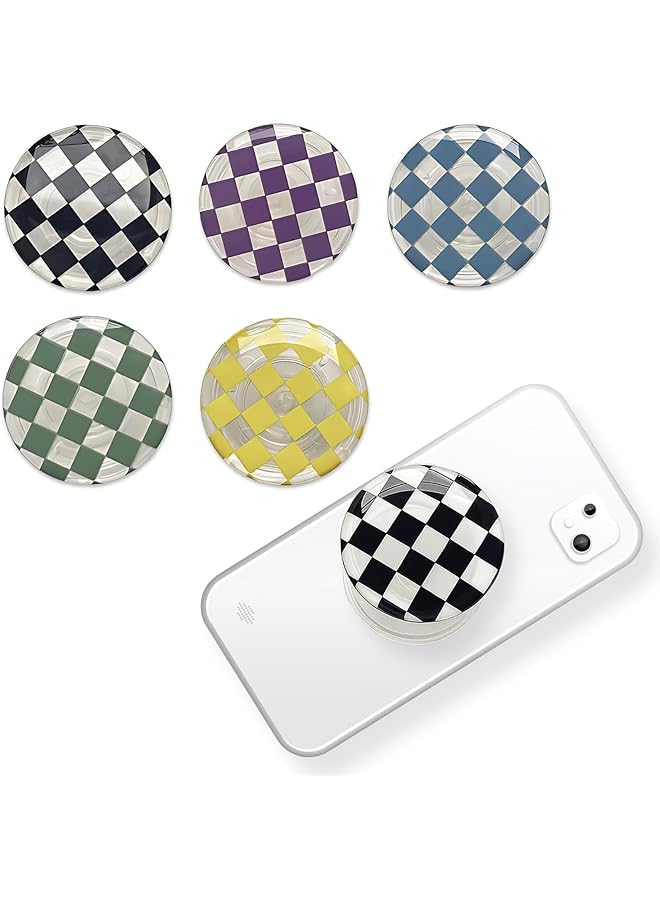 Green Tiger 6 Pack Foldable Checkerboard Plaid Socket, Portable Phone Accessories, for Smartphones & Tablets, Secure Comfortable Grip, for Hands-Free Texting, Photo Taking, Video Viewing - Image 1