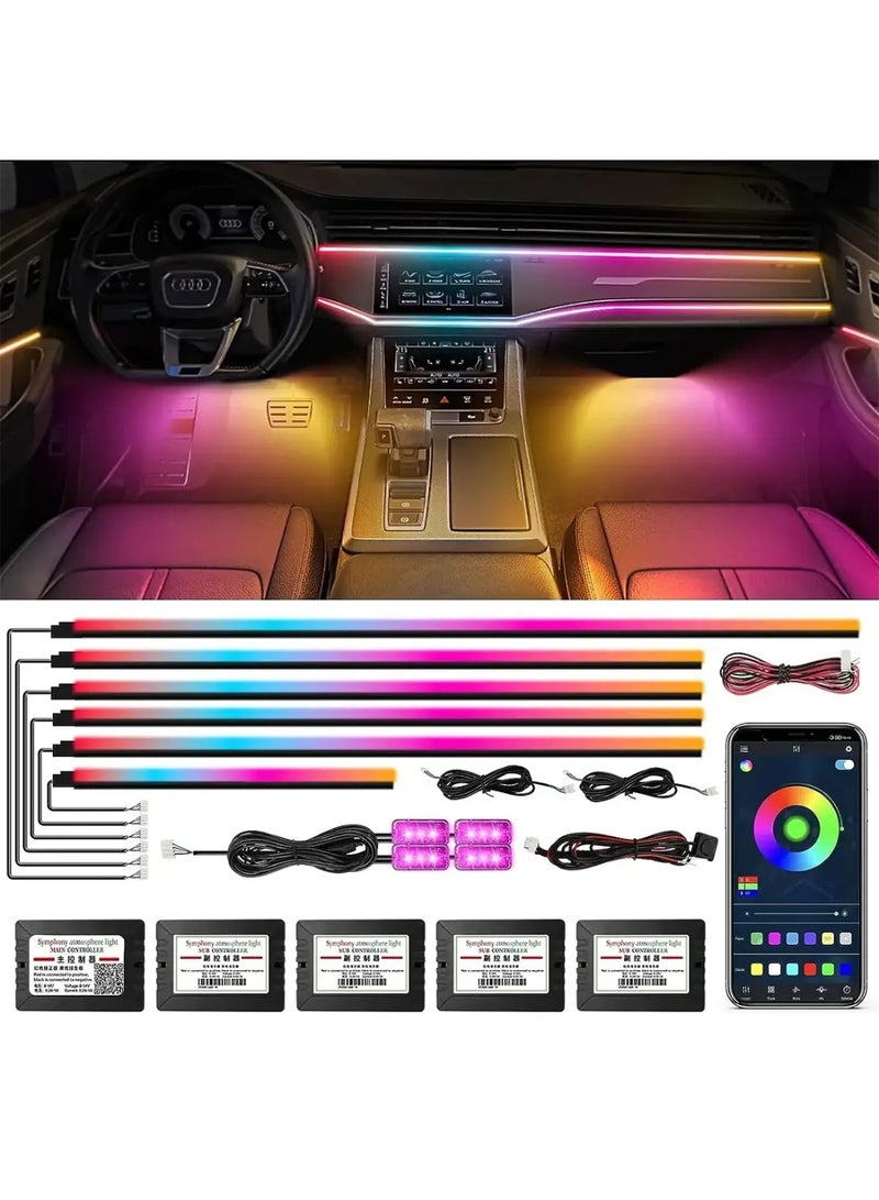 توبيز شريط إضاءة LED للسيارة من الأكريليك بلون حلم توبي، 10 في 1 مع تطبيق لاسلكي، مصابيح LED RGB، مجموعات إضاءة محيطة من الألياف البصرية، 16 مليون لون، وظيفة صوتية نشطة، أضواء نيون للسيارة - DREAM LIGHT 10in1 - Image 1
