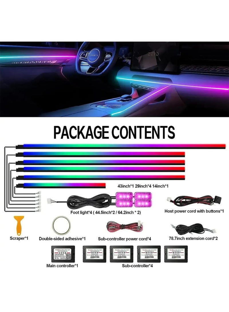 توبيز شريط إضاءة LED للسيارة من الأكريليك بلون حلم توبي، 10 في 1 مع تطبيق لاسلكي، مصابيح LED RGB، مجموعات إضاءة محيطة من الألياف البصرية، 16 مليون لون، وظيفة صوتية نشطة، أضواء نيون للسيارة - DREAM LIGHT 10in1 - Image 5