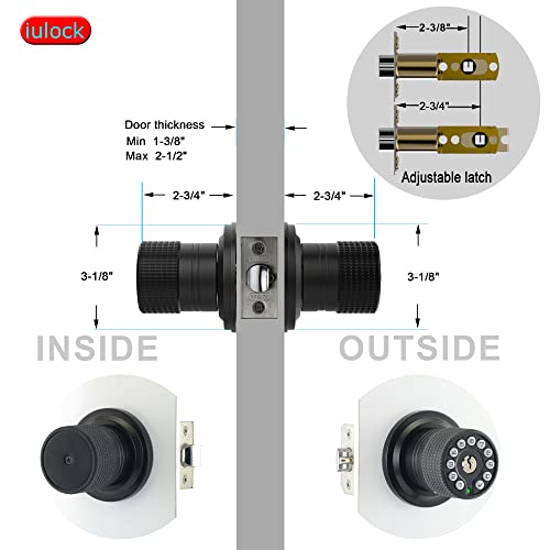 iulock Smart Door Knob with Keypad and Key,Keyless Entry Door Lock with Rubber Grip, Auto Lock,50 User Code,Waterproof, Easy to Install and Program for Bedroom (Matte Black Same Key 4 Pack) - Image 5