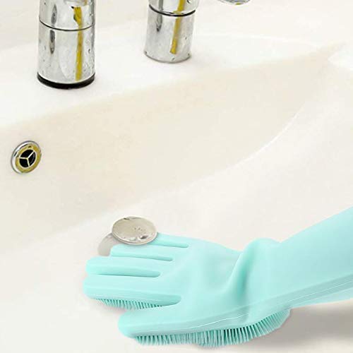 Magic Dishwashing Gloves with Scrubber Silicone Cleaning Reusable Scrub Gloves for Wash DishKitchen Bathroom  - Image 1