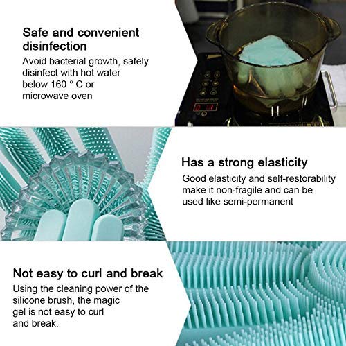 Magic Dishwashing Gloves with Scrubber Silicone Cleaning Reusable Scrub Gloves for Wash DishKitchen Bathroom  - Image 4