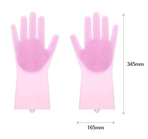 Magic Dishwashing Gloves with Scrubber Silicone Cleaning Reusable Scrub Gloves for Wash DishKitchen Bathroom  - Image 2