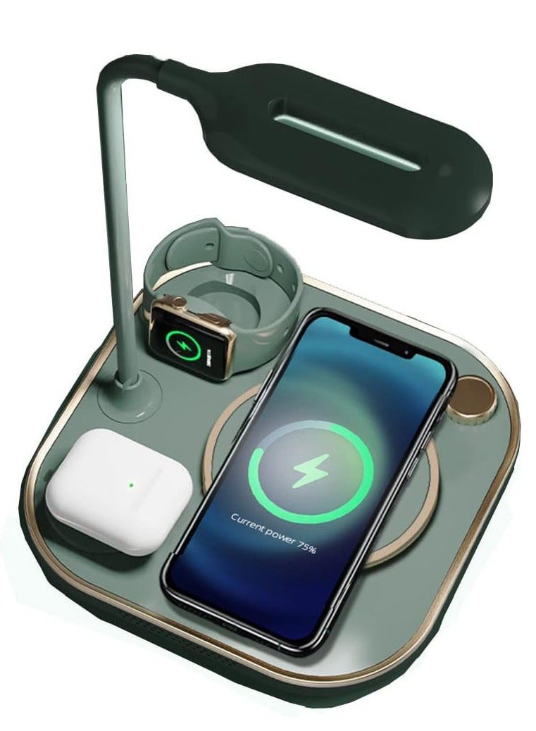 Wireless Charger 4 in 1 Fast Wireless Charging Station with Desk Lamp 15W Charging Stand Compatible with All iPhone 8/9/11/12/13/14/pro/max Series Huawei/Samsung/Apple Watch Earphone - Image 1