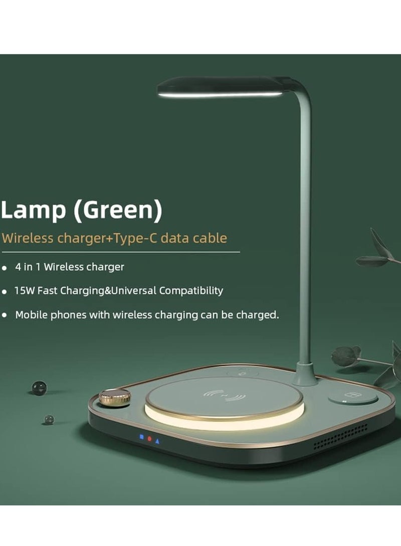 Wireless Charger 4 in 1 Fast Wireless Charging Station with Desk Lamp 15W Charging Stand Compatible with All iPhone 8/9/11/12/13/14/pro/max Series Huawei/Samsung/Apple Watch Earphone - Image 2