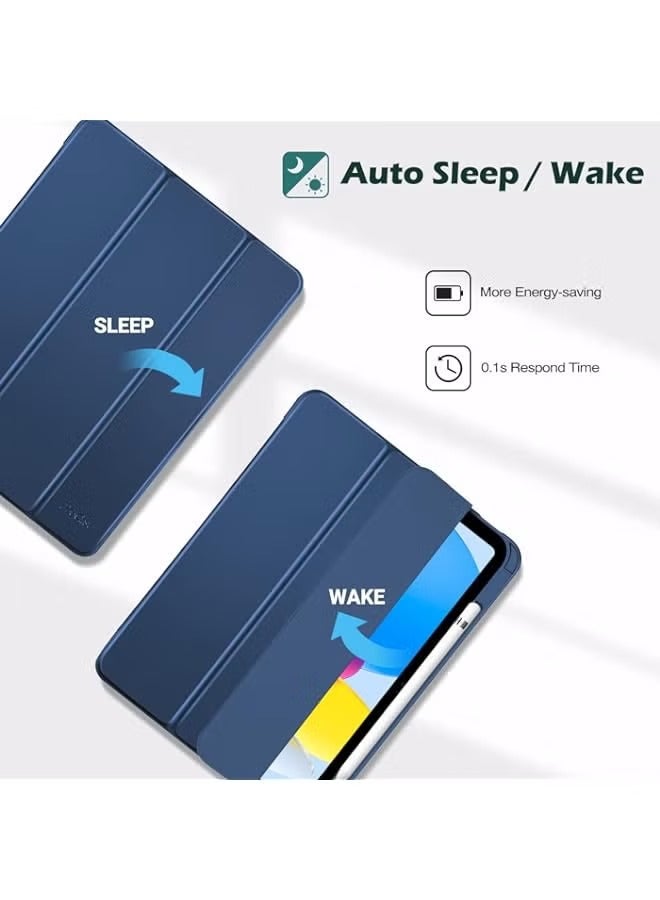 PROMASS for iPad 10th Gen Case with Pencil Holder 2022 iPad 10.9 Inch Case, Clear Transparent Back Shell Trifold Protective Cases Shockproof Cover for 2022 iPad 10th Gen A2696 A2757 A2777 -Navy - Image 5