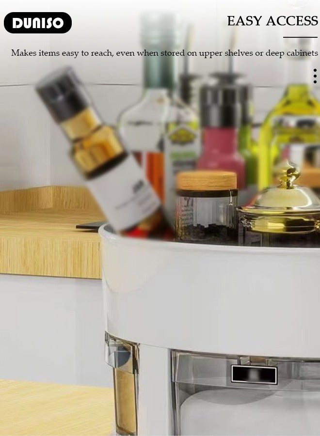 DUNISO رف توابل دوار، منظم دوار، رف تخزين عمودي متعدد الطبقات، صينية تخزين متعددة الوظائف للخزائن، المخزن، المطبخ، سطح المكتب، الثلاجة، الخزانة، الحمام - Image 2