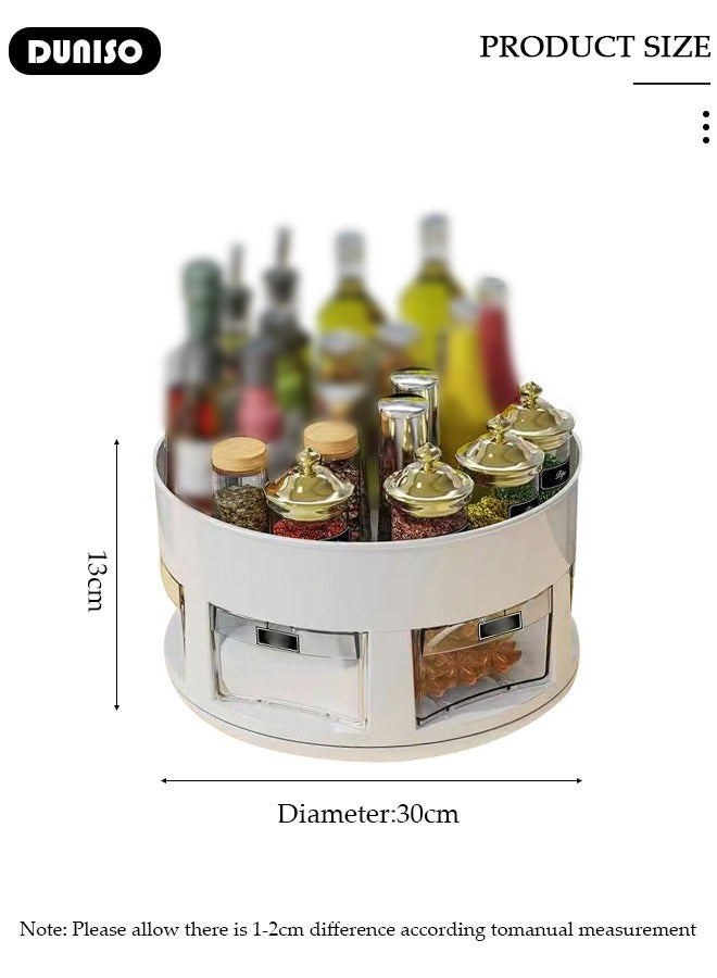 DUNISO رف توابل دوار، منظم دوار، رف تخزين عمودي متعدد الطبقات، صينية تخزين متعددة الوظائف للخزائن، المخزن، المطبخ، سطح المكتب، الثلاجة، الخزانة، الحمام - Image 4