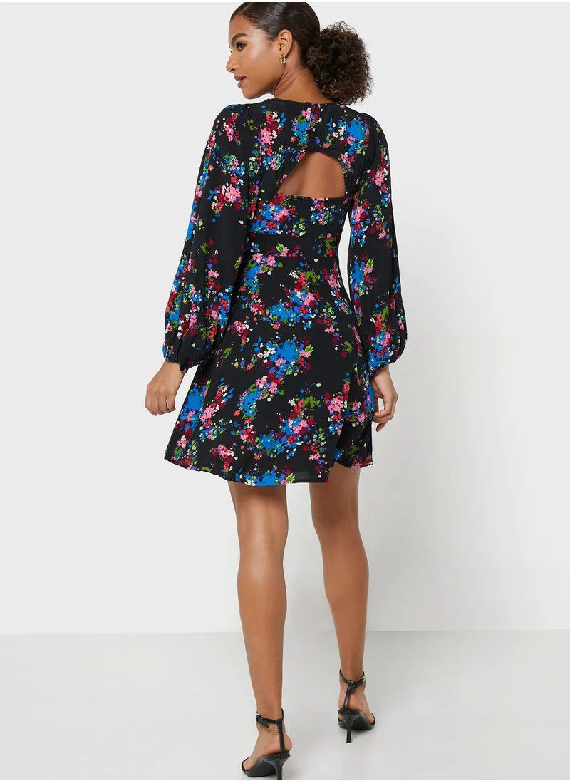 Oasis Floral Print Button Detail Dress