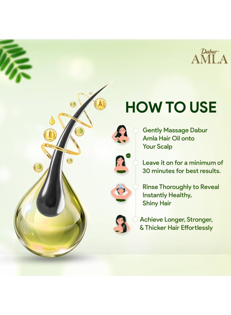 Dabur Amla Hair Oil (2 x 500ml Value Pack)| Enriched with Amla, Natural Oils & Vitamin C For Long, Strong, Dark & Beautiful Hair - Image 4