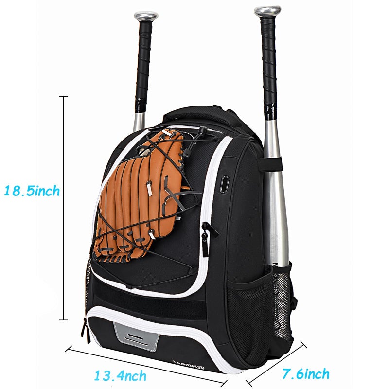 LARIPOP Youth Baseball Bat Backpack with Fence Hook, Separate Shoe Compartment, Waterproof Storage Bag for Bats, Helmet, Gloves, Cleats, Ideal for Baseball, Softball & T-Ball Players - Image 3