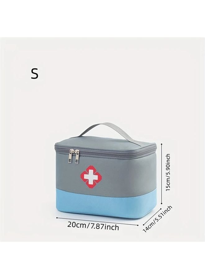 Gray Blue Small Heavy Duty Oxford First Aid Kit Bag Large Capacity Medical Organizer - Image 1