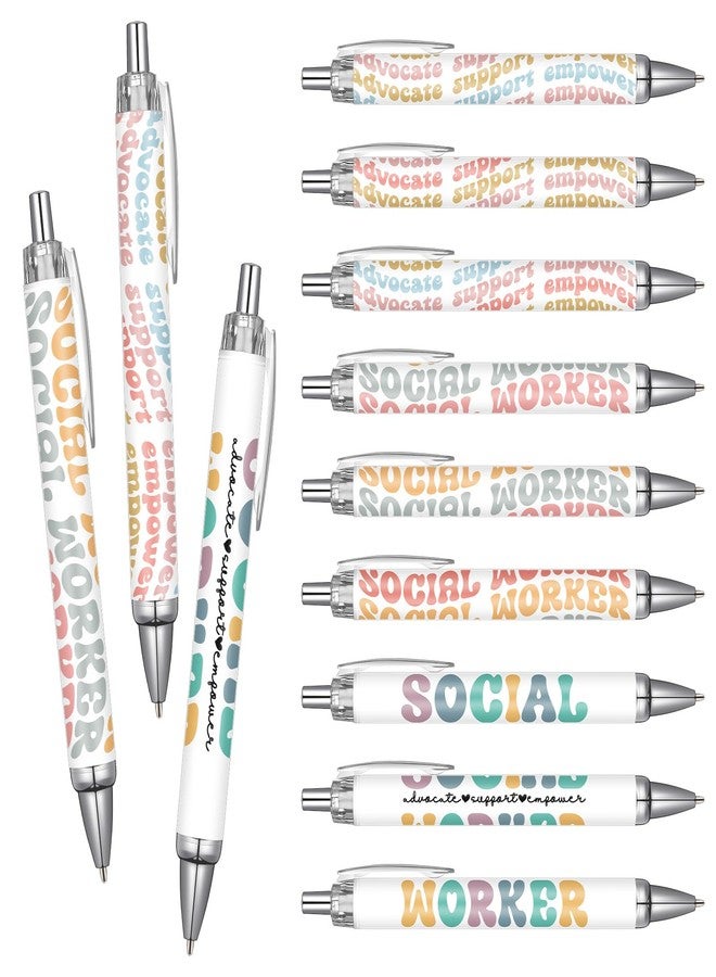 Sinload 12 Pcs Social Worker Ballpoint Pens Black Ink Smooth Writing Appreciation Gifts for Women Men Employee Coworker Staff Work Month Home School Office Supplies - Image 1