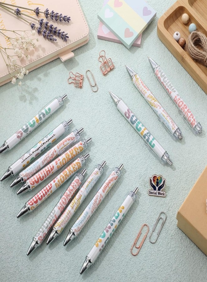 Sinload 12 Pcs Social Worker Ballpoint Pens Black Ink Smooth Writing Appreciation Gifts for Women Men Employee Coworker Staff Work Month Home School Office Supplies - Image 4