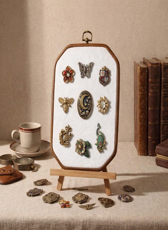 Fumete Pin Display Board Octagon Velvet Enamel Pin Collection Display Octagon Wall Hanging Brooch Earrings Necklace Jewelry Holder Organizer Storage for Home and Holiday, 7.5 x 10 Inch - Image 5