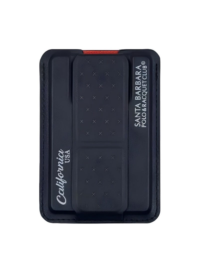 SANTA BARBARA POLO & RACQUET CLUB Santa Barbara Polo & Racquet Club Premium MagSafe Wallet — Ultra-Slim Magnetic Card Holder Attachment for iPhone, Genuine Leather-Like Texture, RFID Protection, Easy Access Pull Tab, Minimalist & Stylish Design, Black  - Image 1