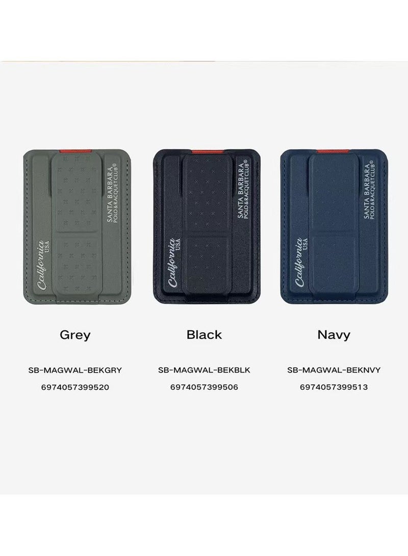 SANTA BARBARA POLO & RACQUET CLUB Santa Barbara Polo & Racquet Club Premium MagSafe Wallet — Ultra-Slim Magnetic Card Holder Attachment for iPhone, Genuine Leather-Like Texture, RFID Protection, Easy Access Pull Tab, Minimalist & Stylish Design, Black  - Image 5