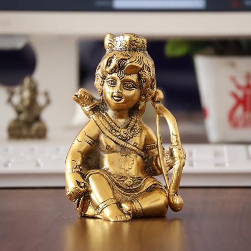 KridayKraft Metal Lord Shri Ramlala Statue for Pooja Room Mandir Temple Little Ram Murti Religious Idol for Home Office Décor Bal Ram Decorative Shopiece Figurines Sculpture for Gifting Purpose - Image 4