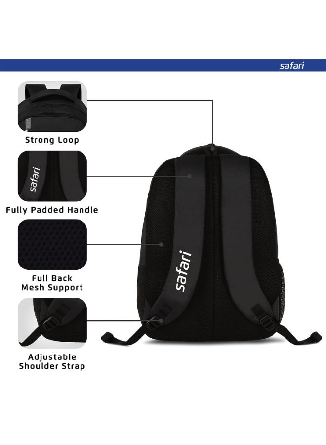 Safari Quill Large Laptop Backpack 26 Ltrs Water Resistant Fabric - Black - Image 2