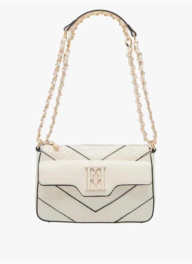 ايل Women's Monogram Embossed Shoulder Bag with Zip Closure