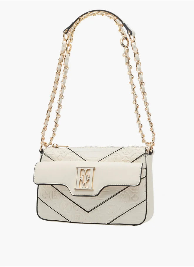 ايل Women's Monogram Embossed Shoulder Bag with Zip Closure