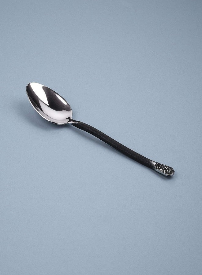 جورميه سيتينغز مجموعة أدوات المائدة الفاخرة - طقم أدوات مائدة فضية مكون من 5 قطع - مجموعة أفالون - طقم أدوات تقديم معدنية غير لامعة/مصقولة - أدوات مطبخ من الفولاذ المقاوم للصدأ (سكين/شوكة/ملاعق) - آمنة للغسل في غسالة الأطباق (35-354) - Image 5