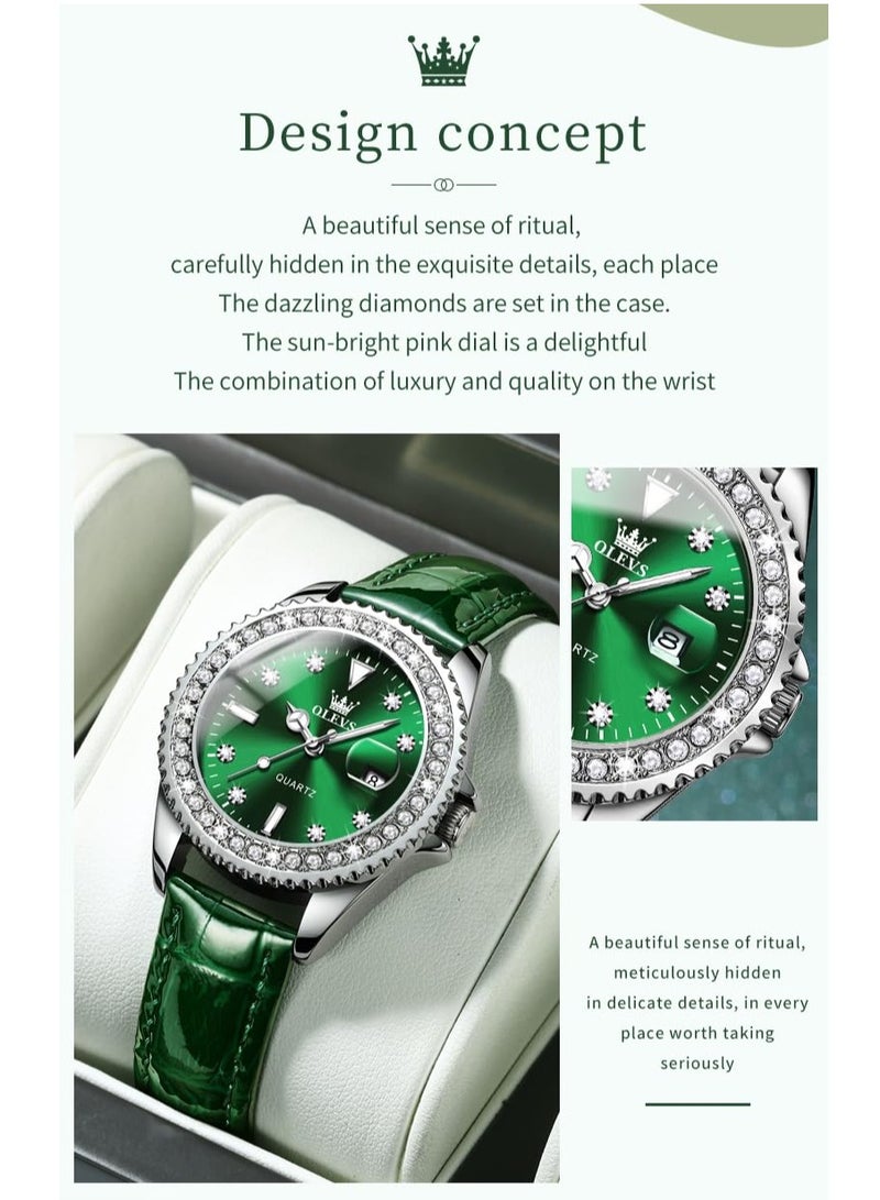 OLEVS Watches for Women Quartz Leather Water Resistant Analog Watch 9945 - Image 3